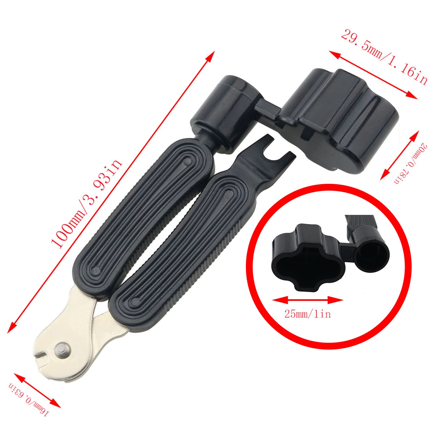 3 In 1 Guitar Tool Chenjin Black Professional Guitar String Winder Cutter And Bridge Pin Puller For Repairing Restringing, 3 In